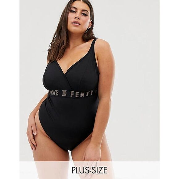 NEW! Savage x Fenty Black one piece logo banded Bodysuit plus size 3X - Picture 1 of 8